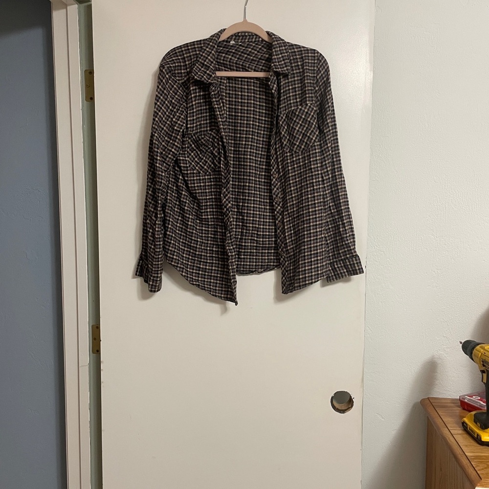 Maurices Black and White Plaid Button Down Shirt